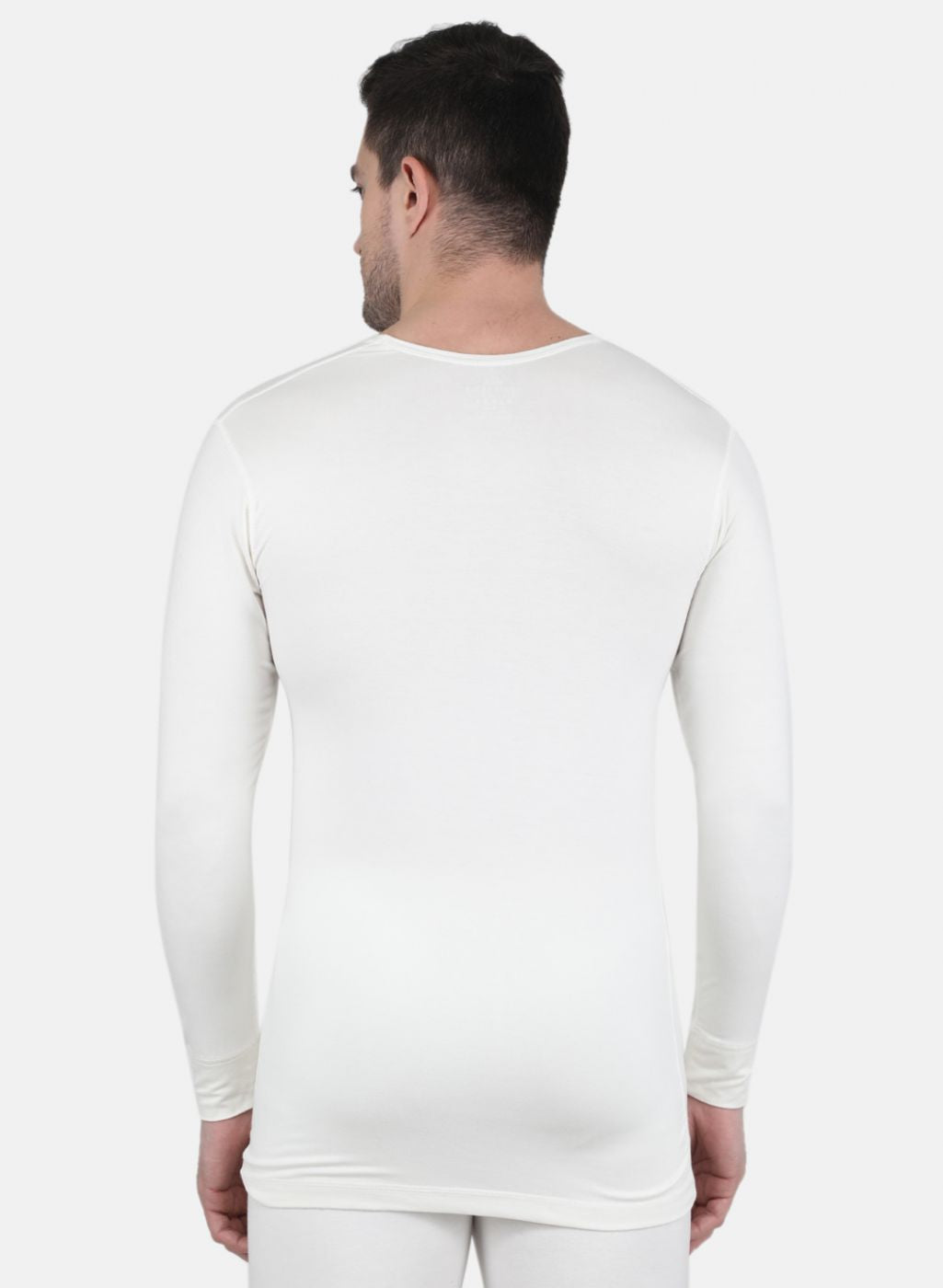 Men Off White Solid Thermal Vest