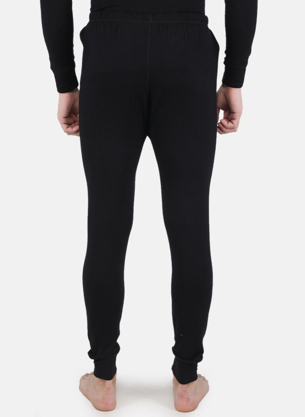 Men Black Solid Thermal Lower