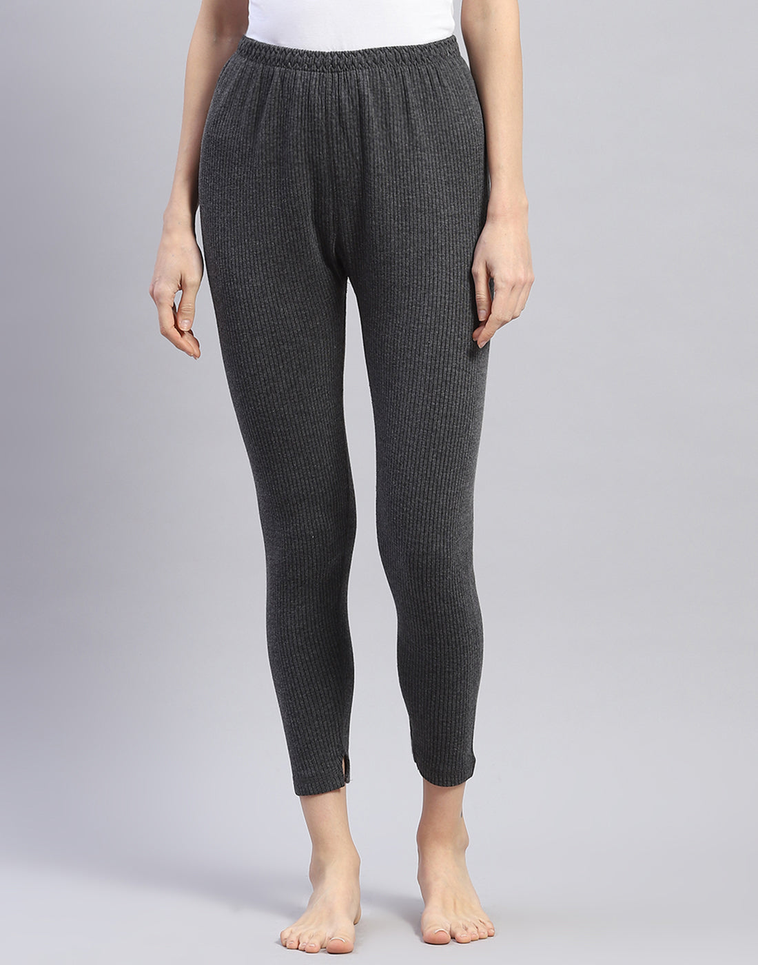 Women Grey Solid Thermal Lower