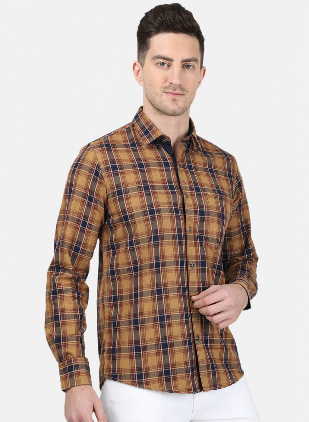 Mens Brown Check Shirt