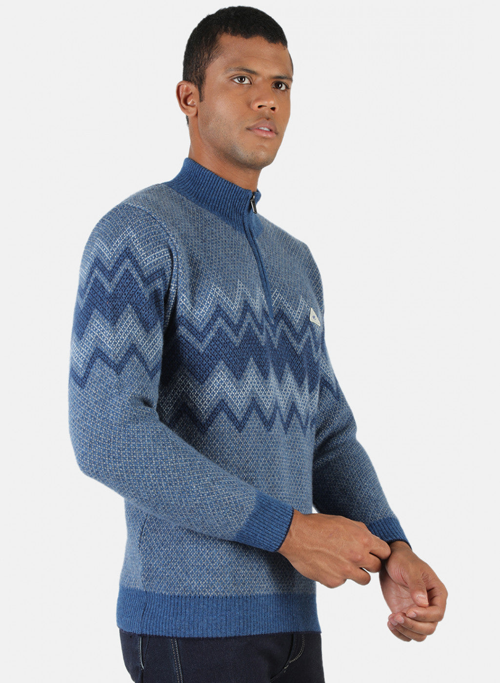 Men Blue Solid Pullover