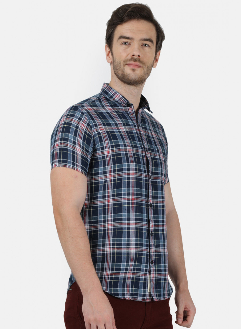 Mens NAvy Blue Check Shirt