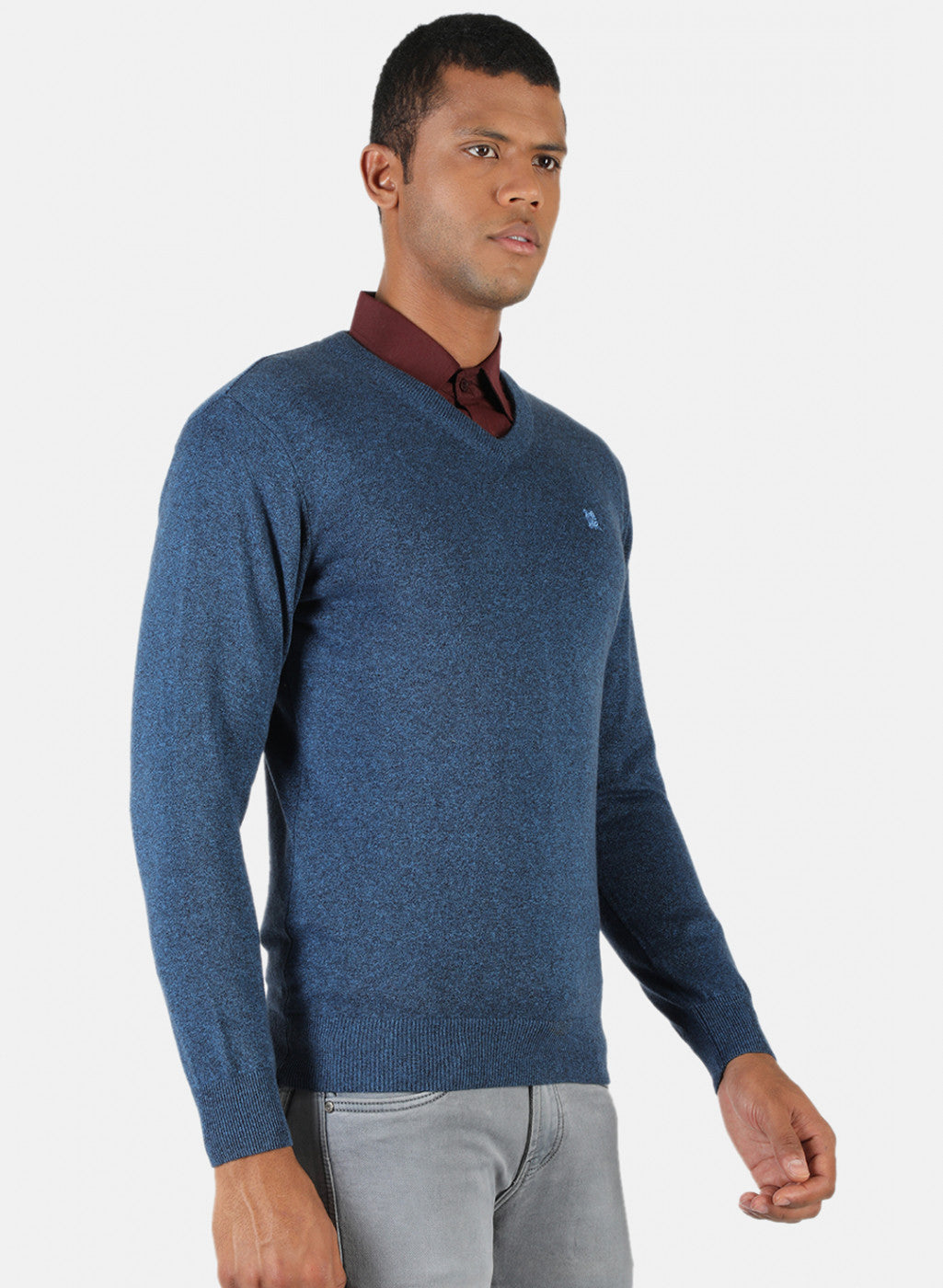 Men Blue Solid Pullover