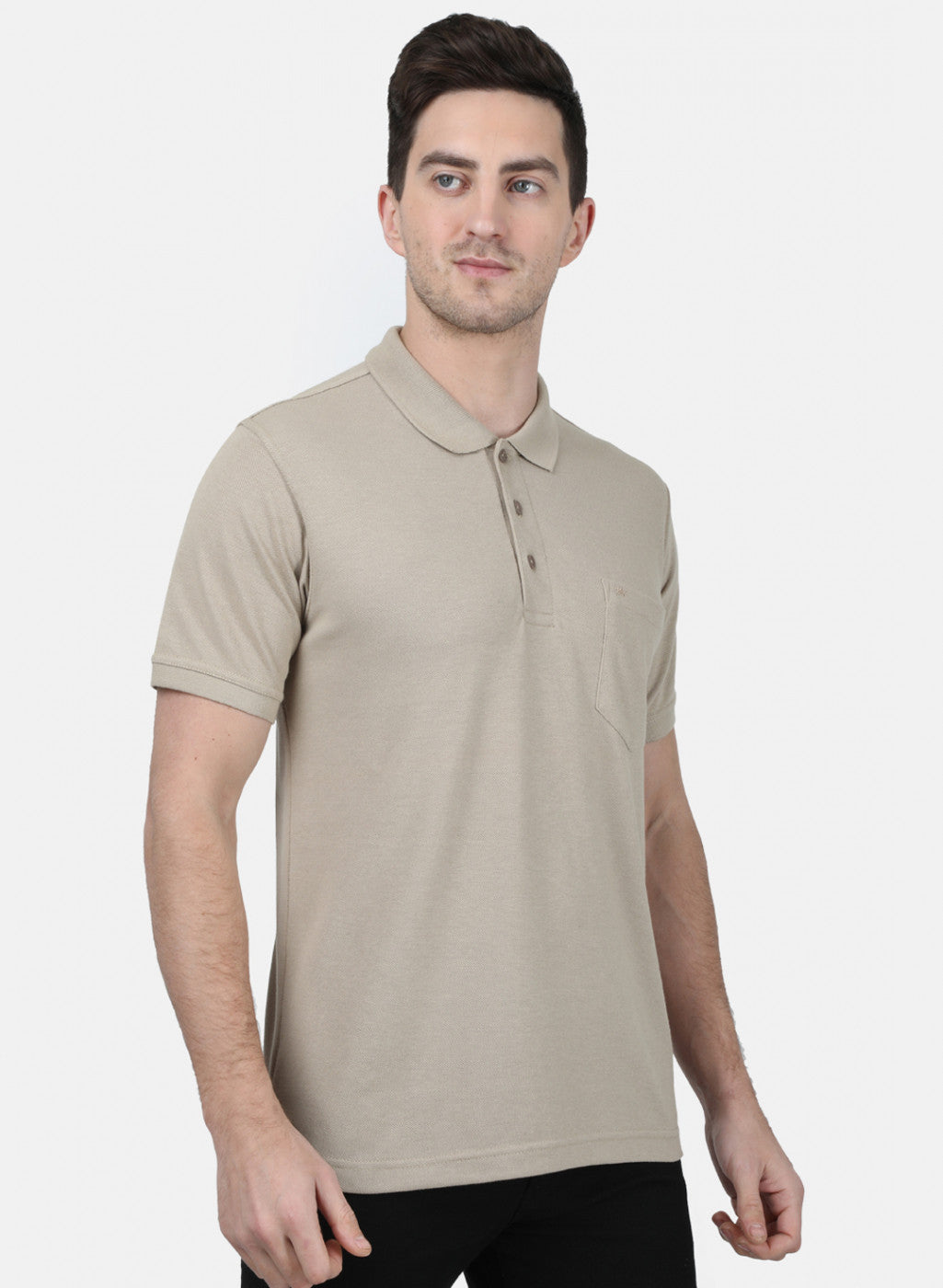 Mens Beige Plain T-Shirt