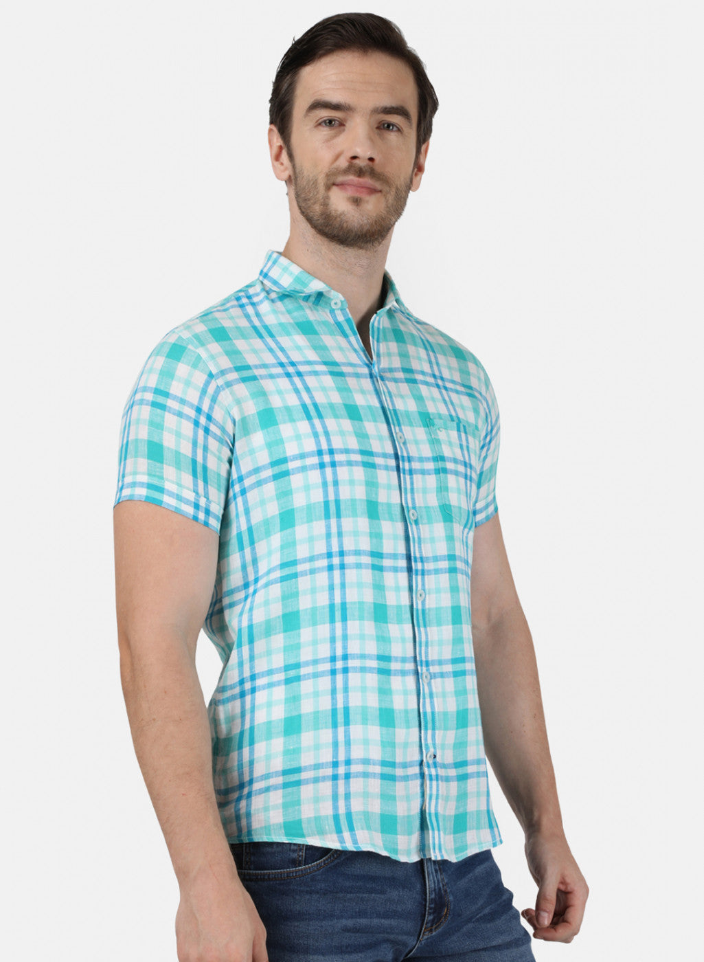 Mens Blue Check Shirt