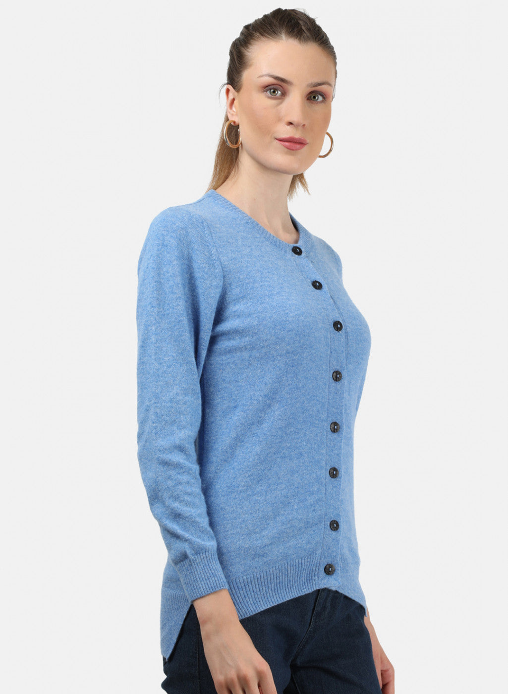 Women Blue Solid Cardigan