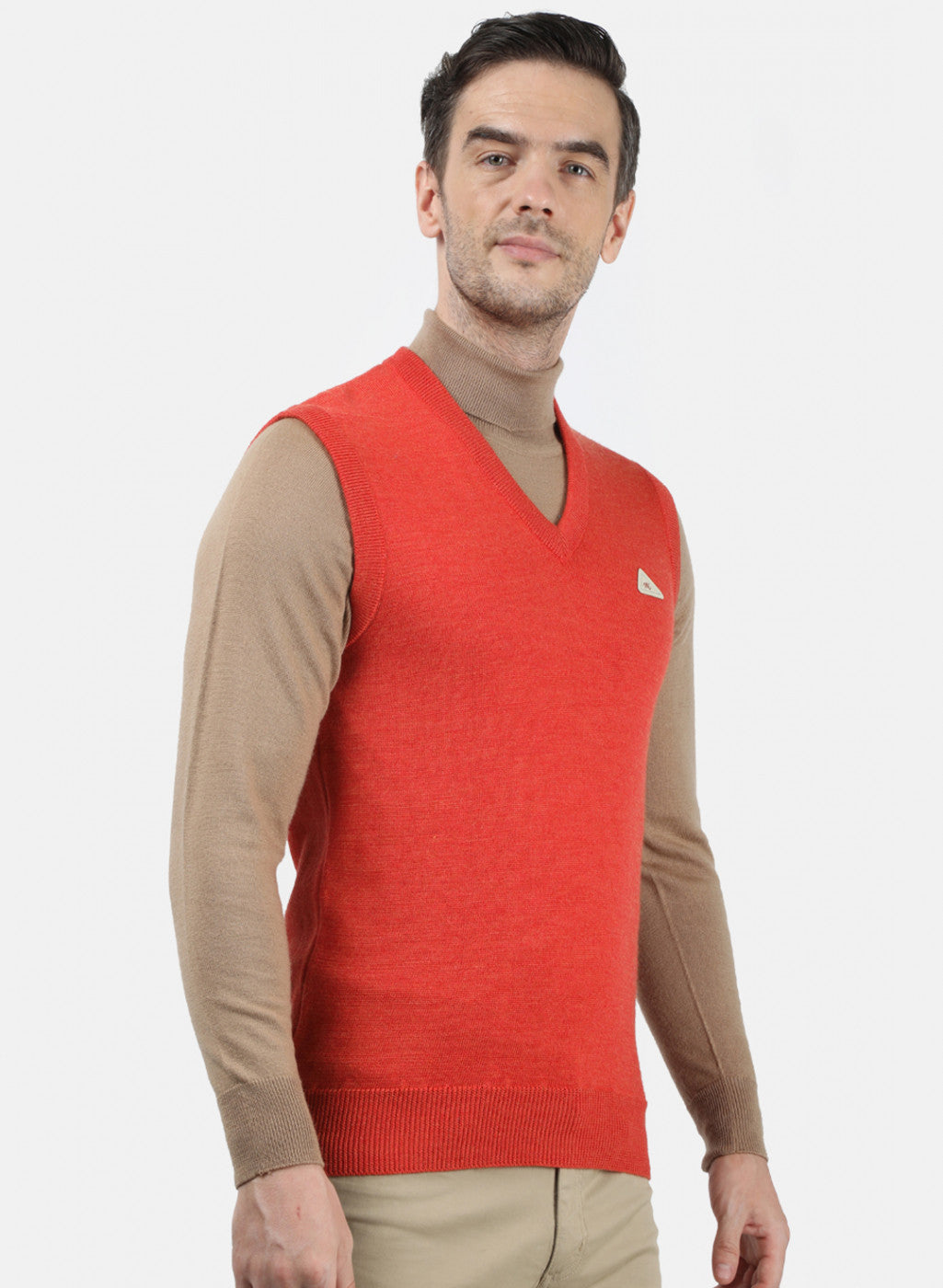 Men Orange Solid Sweater