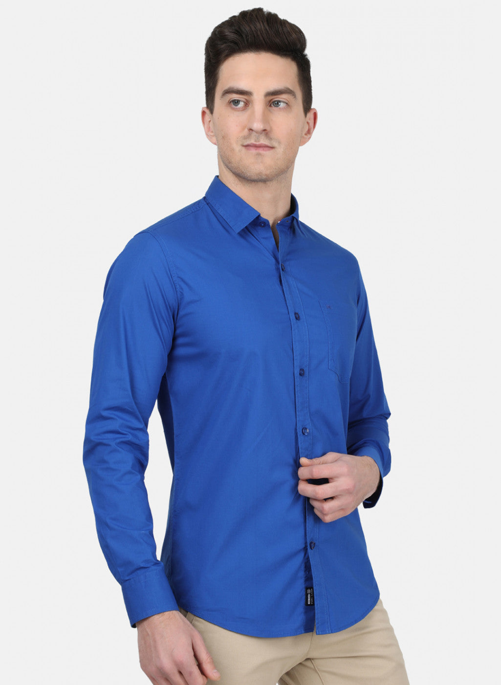 Mens Blue Solid Shirt