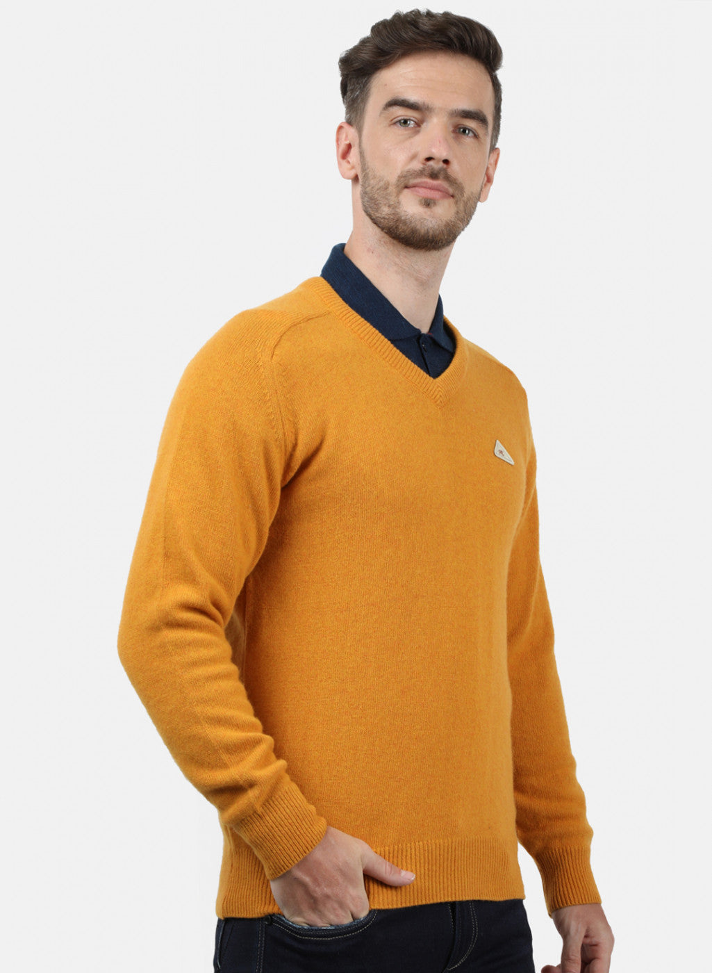 Men Yellow Solid Pullover