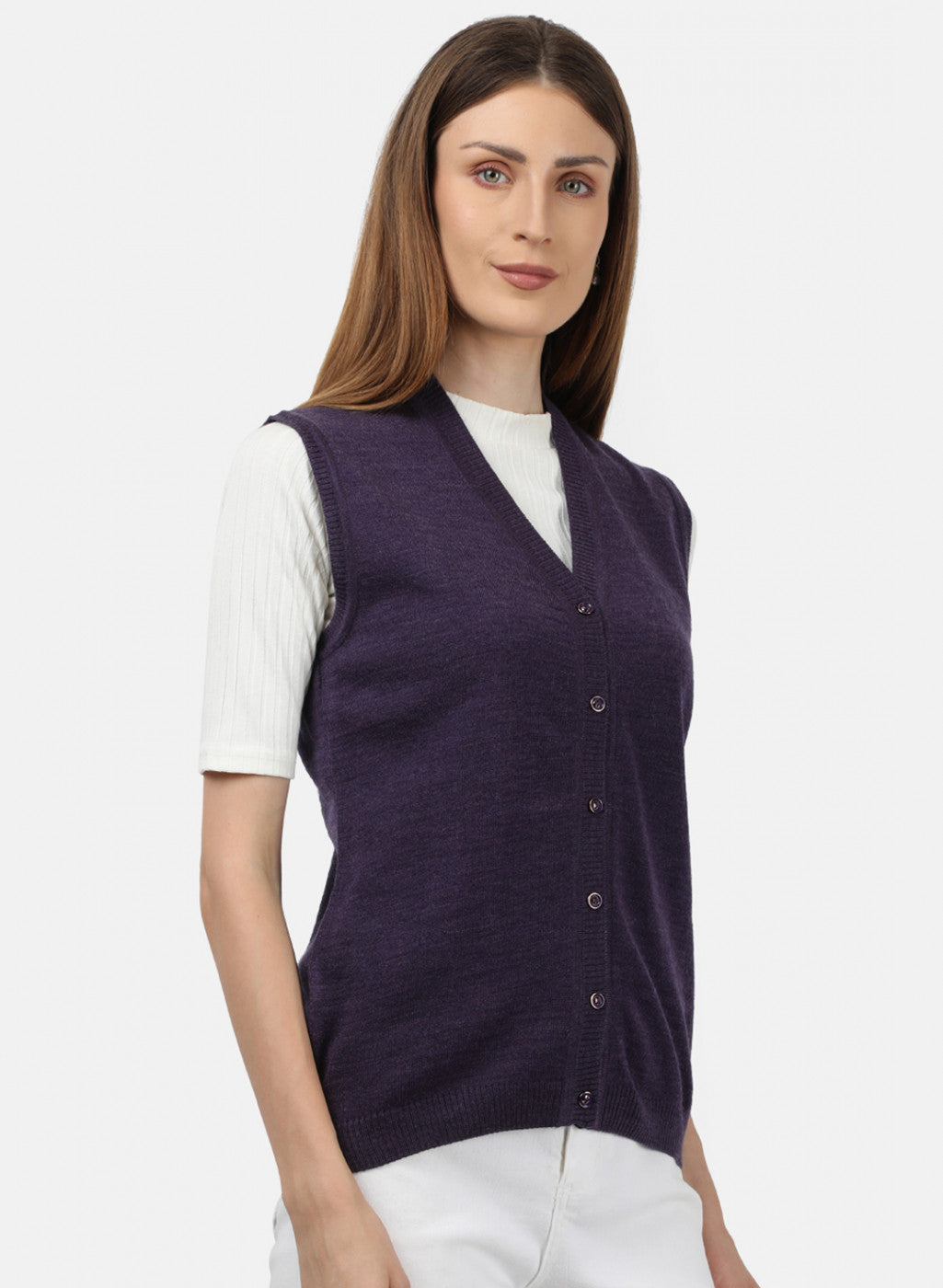 Women Purple Solid Cardigan