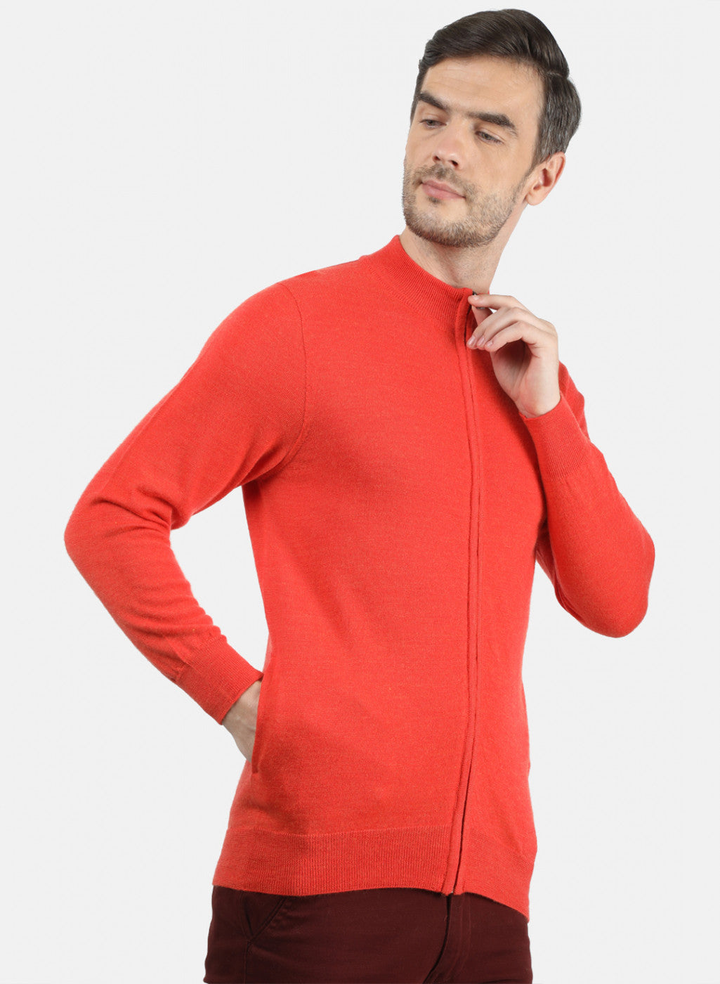 Men Orange Solid Pullover