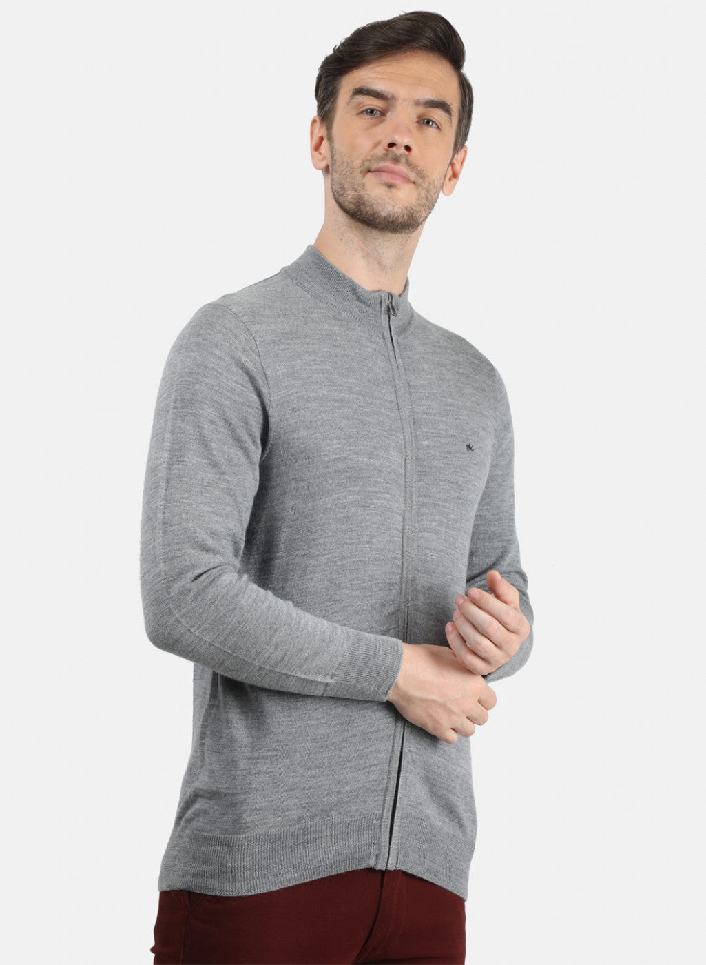 Men Grey Solid Pullover