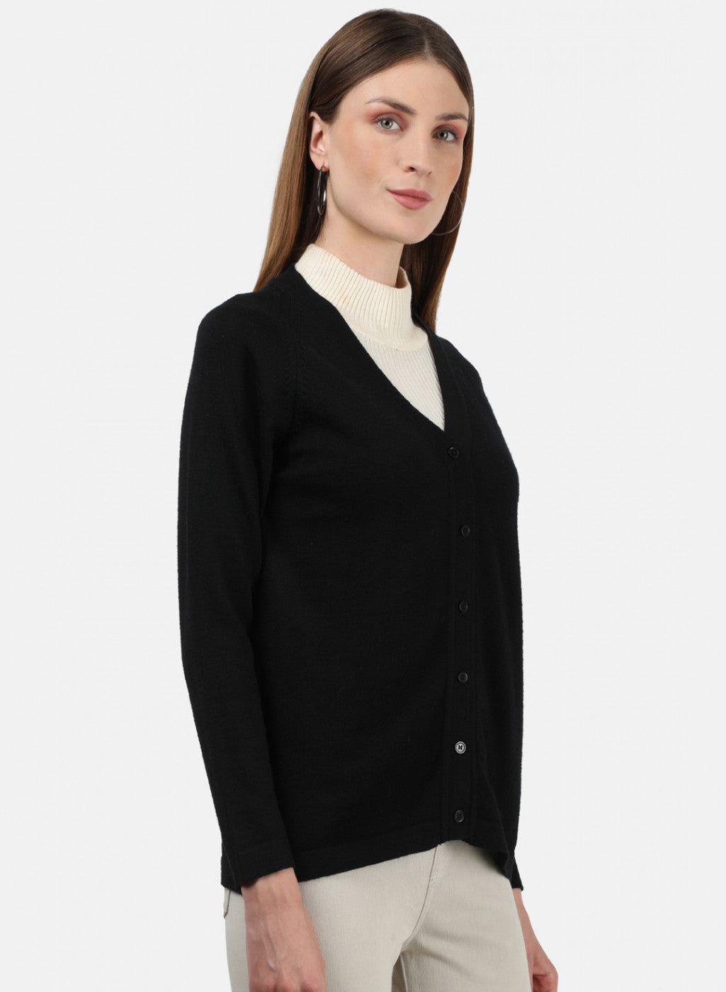 Women Black Solid Cardigan