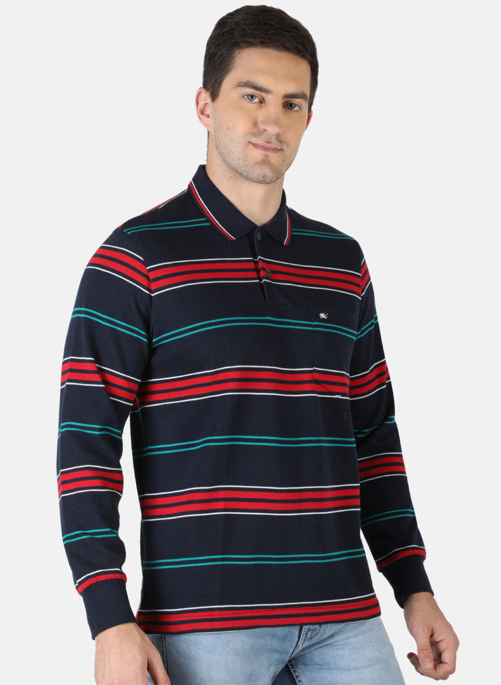 Men NAvy Blue Stripe T-Shirt