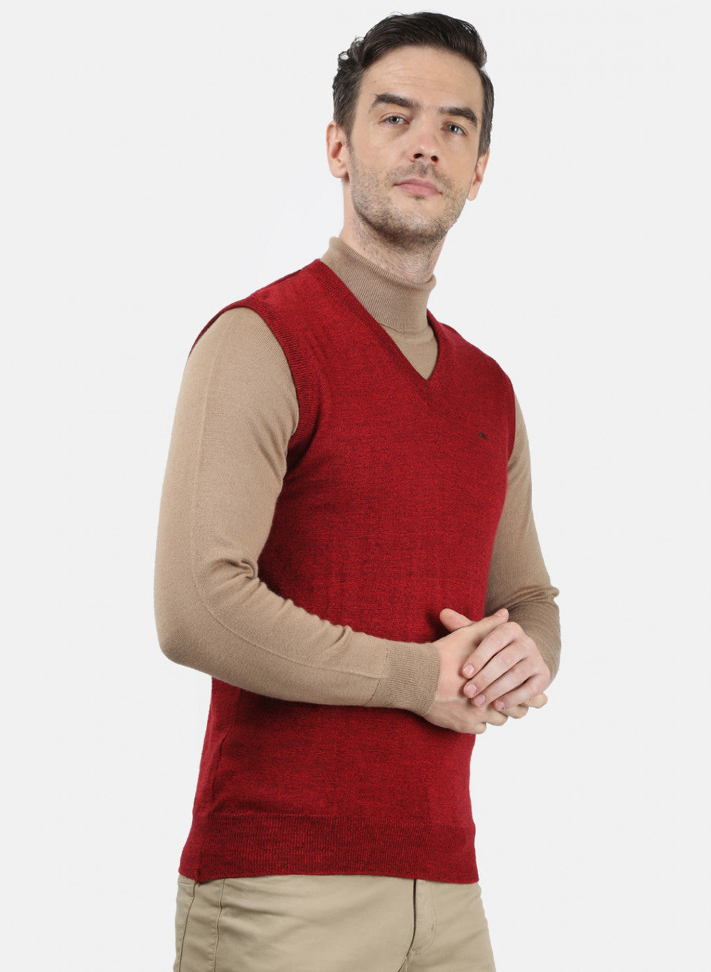 Men Red & Maroon Solid Sweater