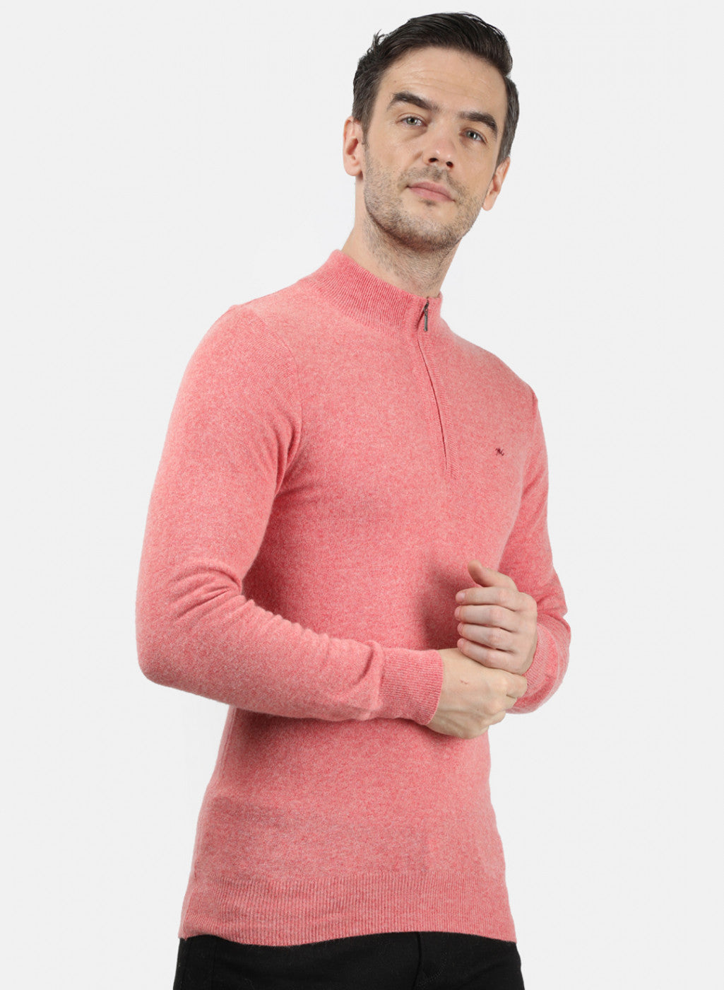 Men Light Red Solid Pullover