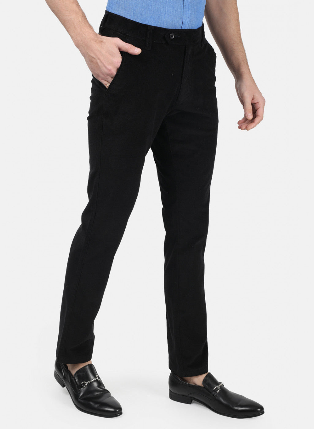 Men Black Plain Trousers