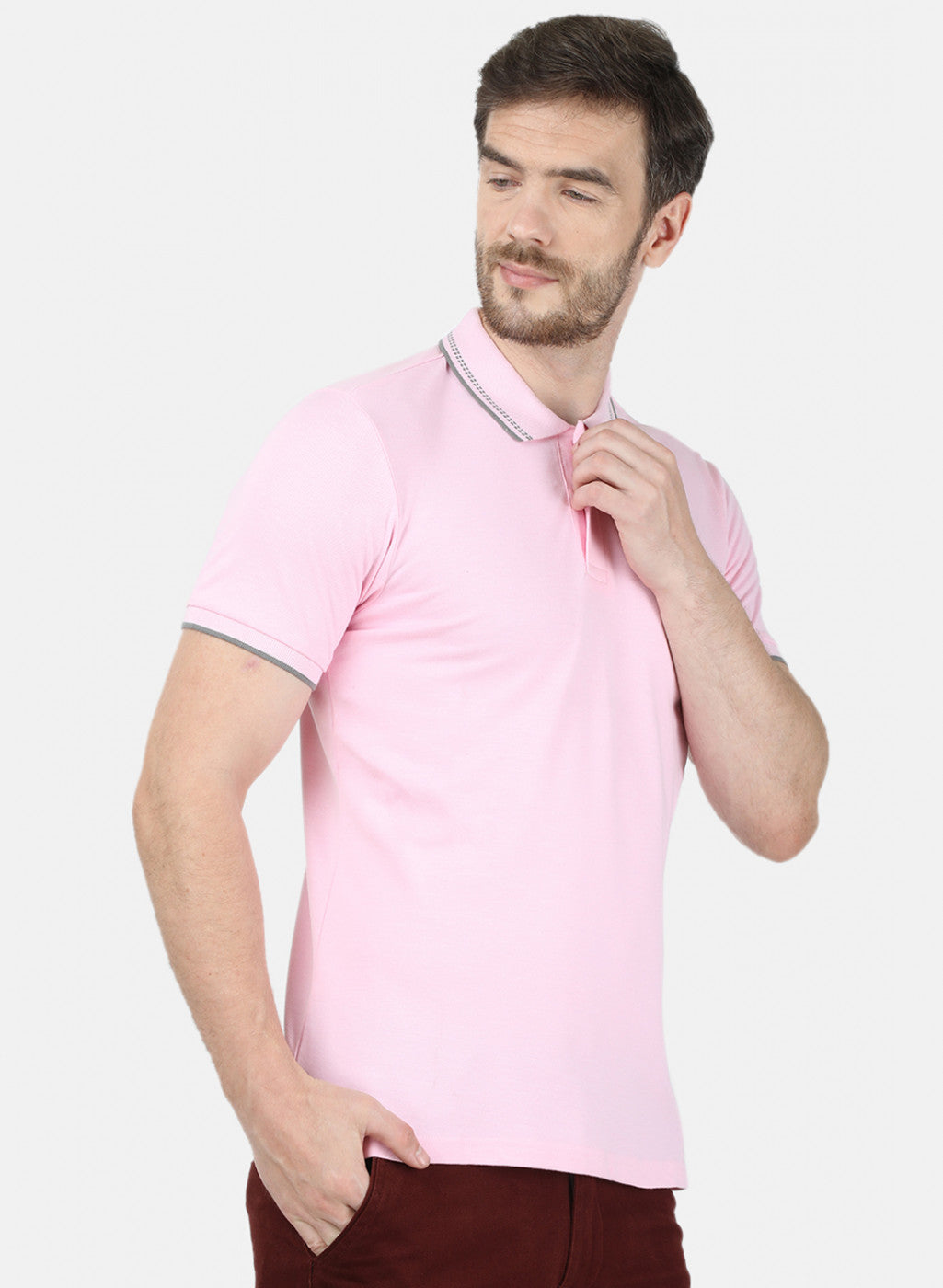 Mens Pink Plain T-Shirt