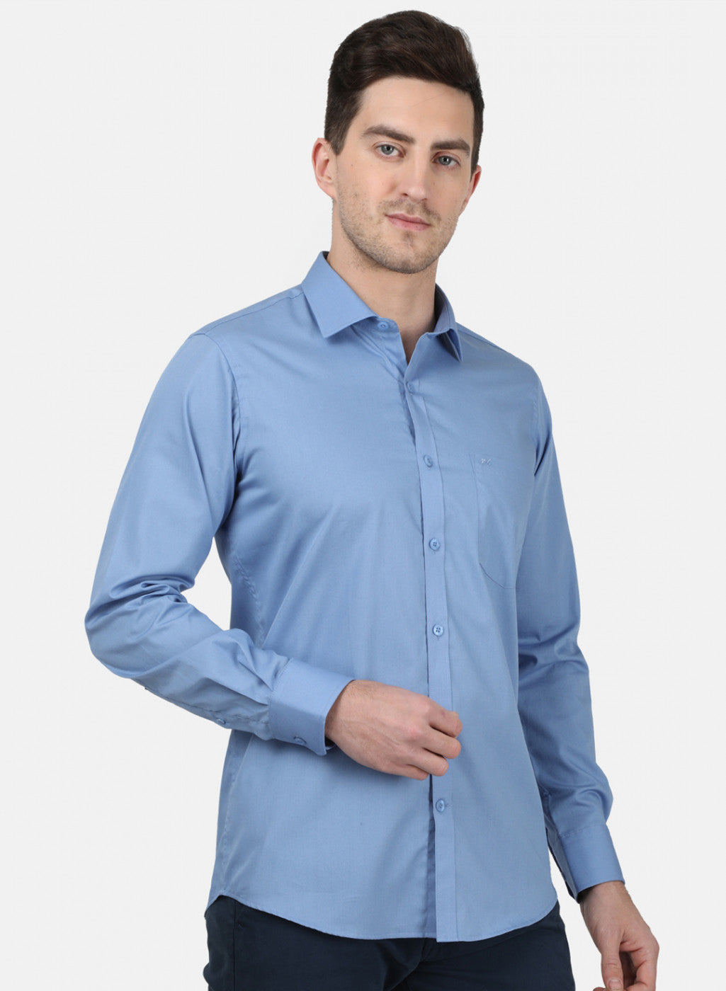 Mens Blue Solid Shirt