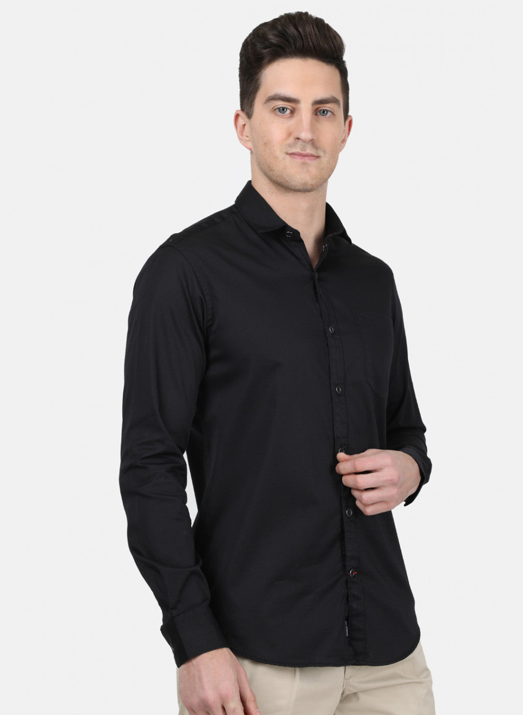 Mens Black Solid Shirt