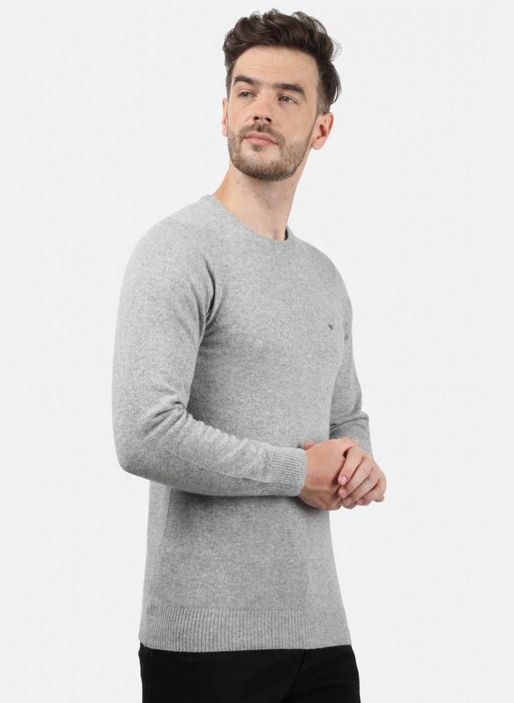 Men Grey Solid Pullover