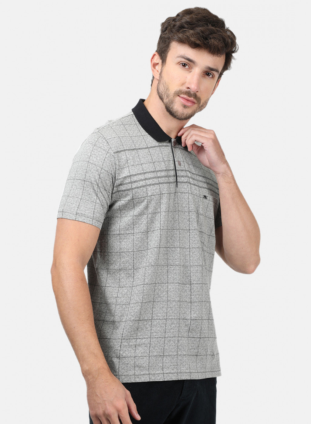 Men Grey Check T-Shirts