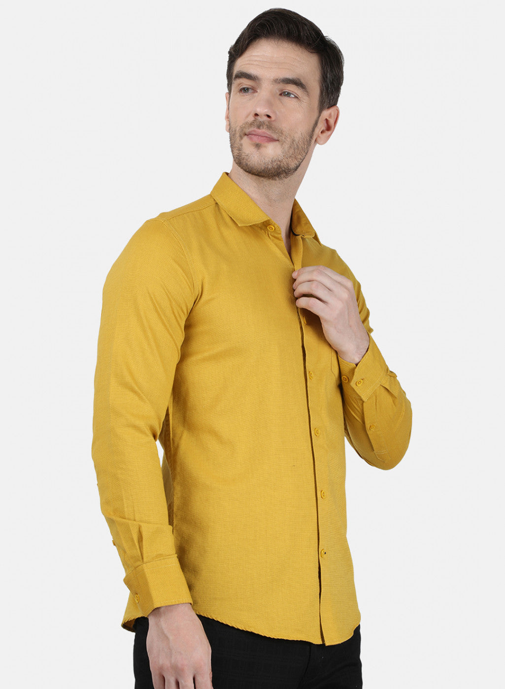 Mens Mustard Solid Shirt