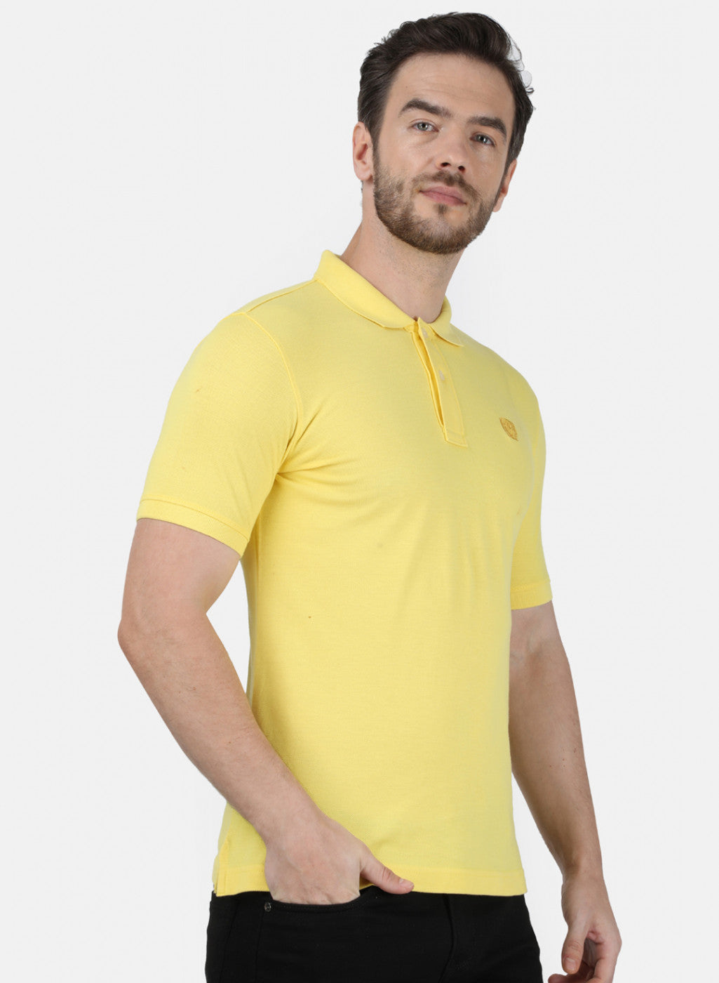 Mens Yellow Plain T-Shirt