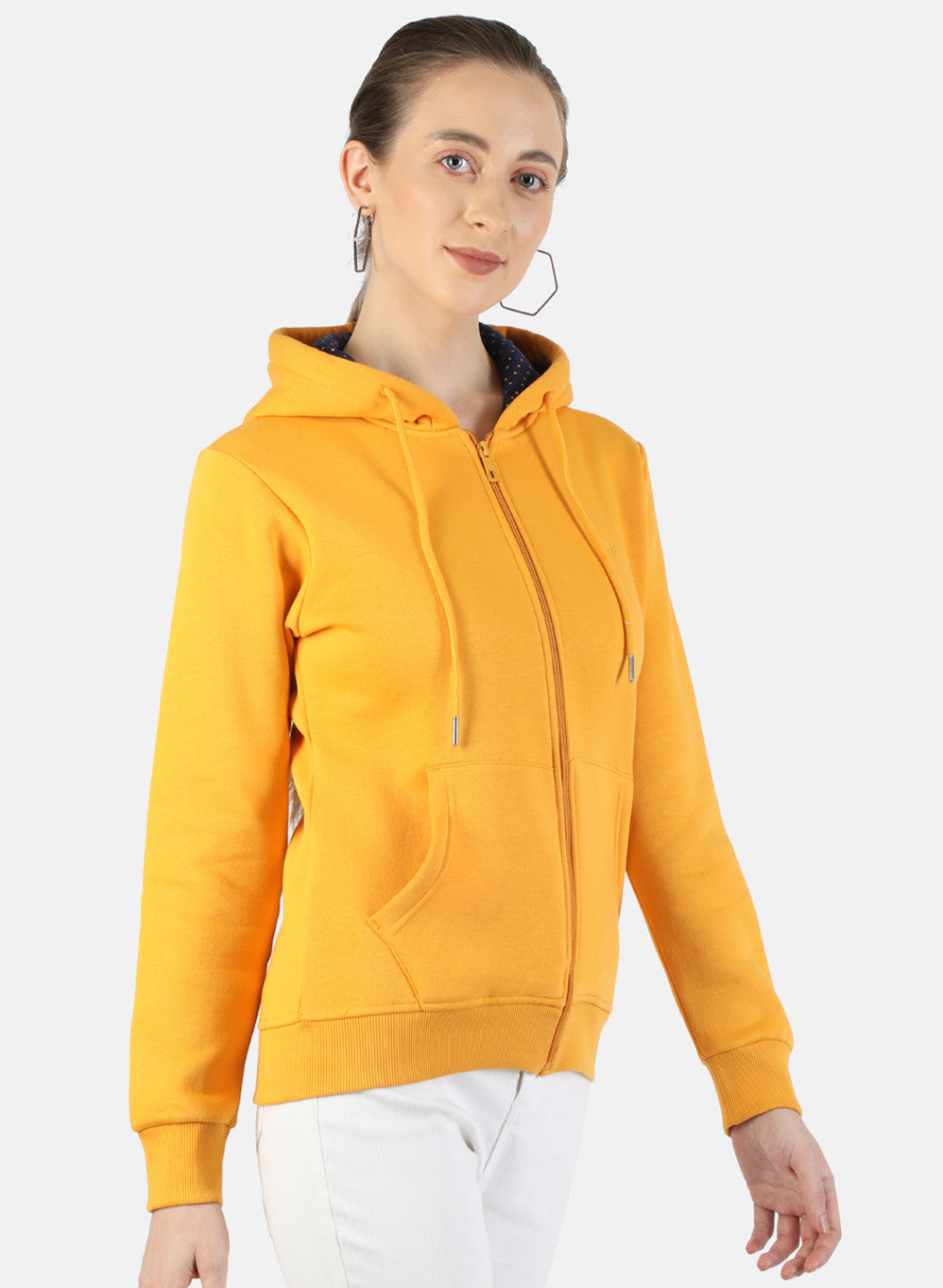 Women Mustard Plain Sweatshirt