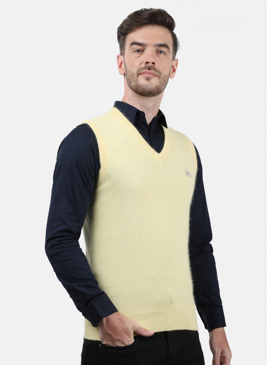 Men Yellow Solid Sweater