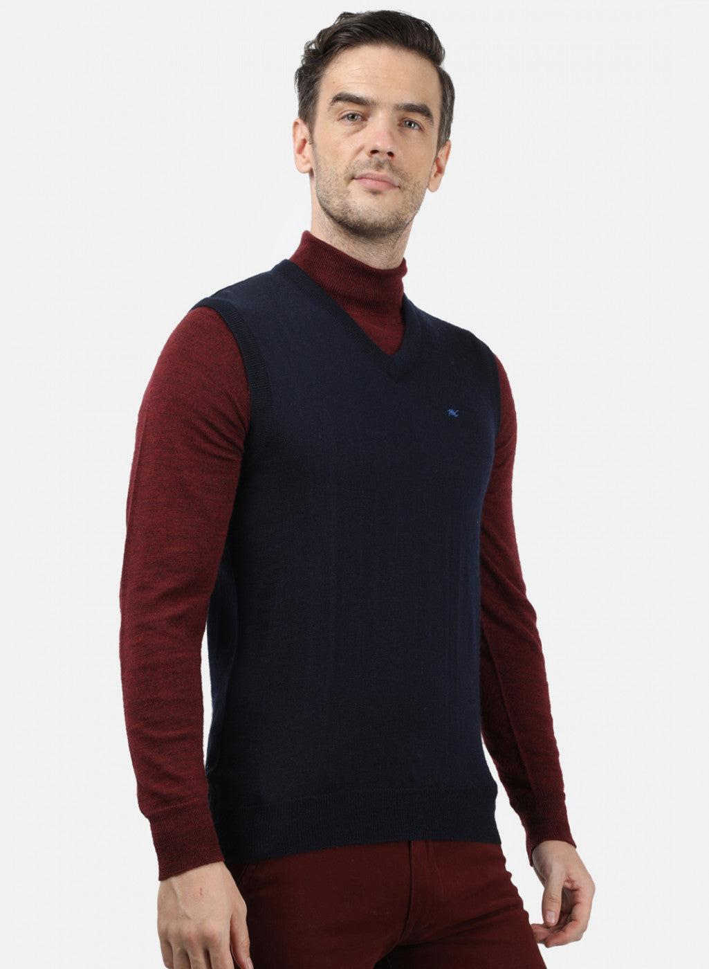 Men NAvy Blue Solid Sweater