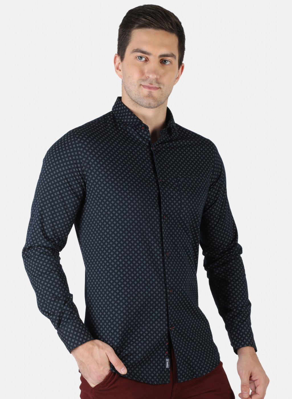 Men NAvy Blue Printed Shirt