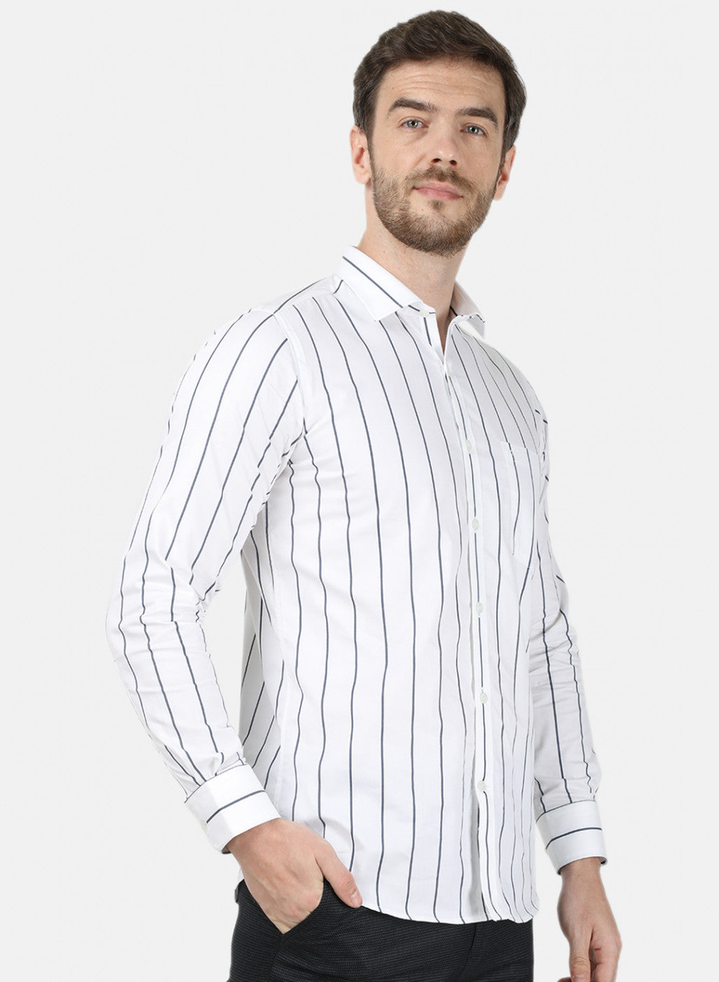 Mens White Stripe Shirt