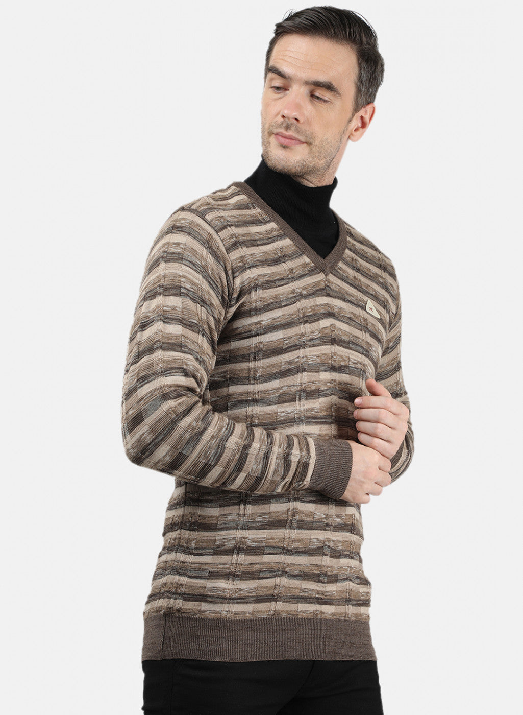 Men Brown Solid Pullover