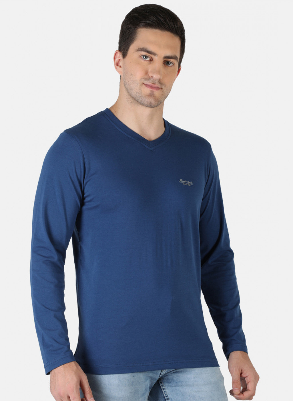 Men Blue Plain T-Shirt