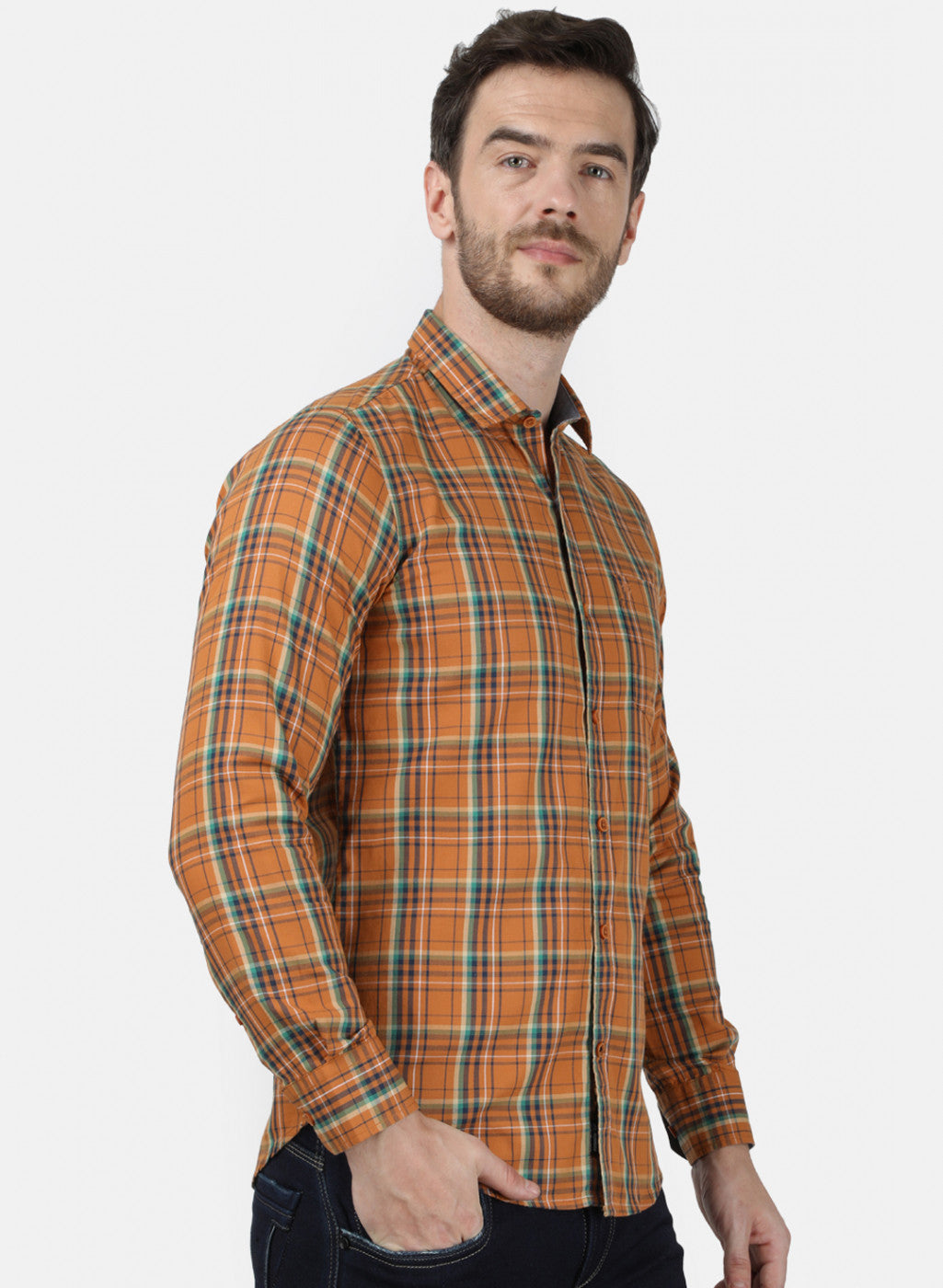 Mens Mustard Check Shirt