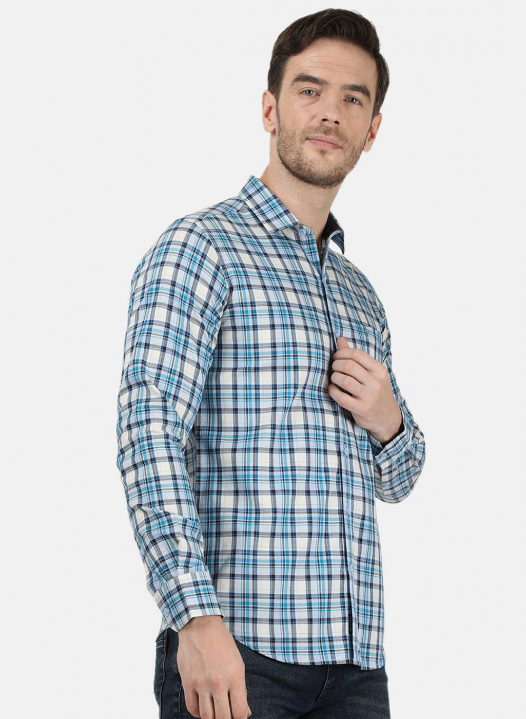 Mens Blue Check Shirt