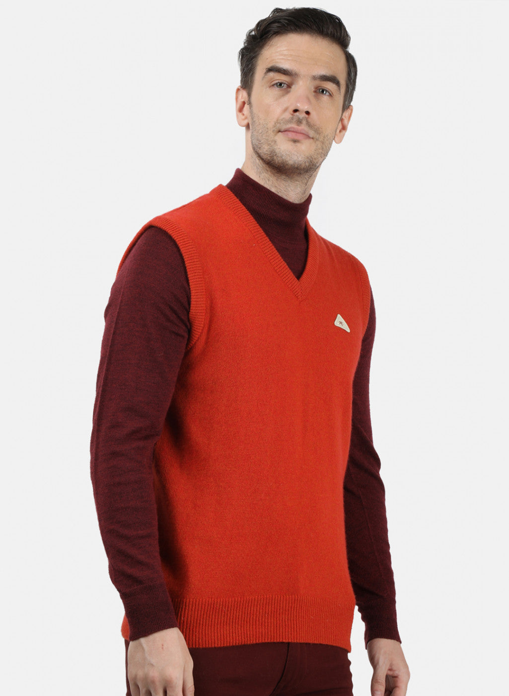 Men Orange Solid Sweater