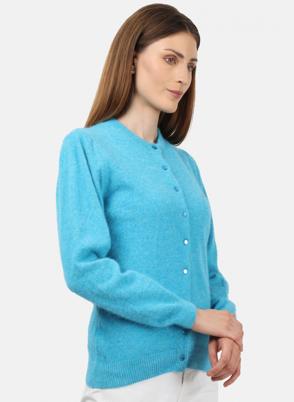 Women Blue Solid Cardigan