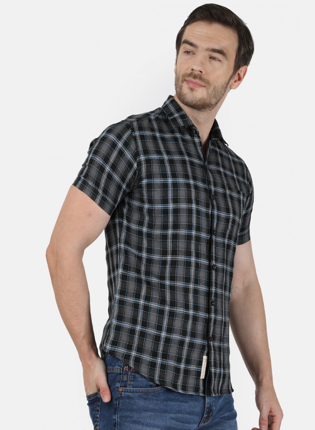 Mens Black Check Shirt