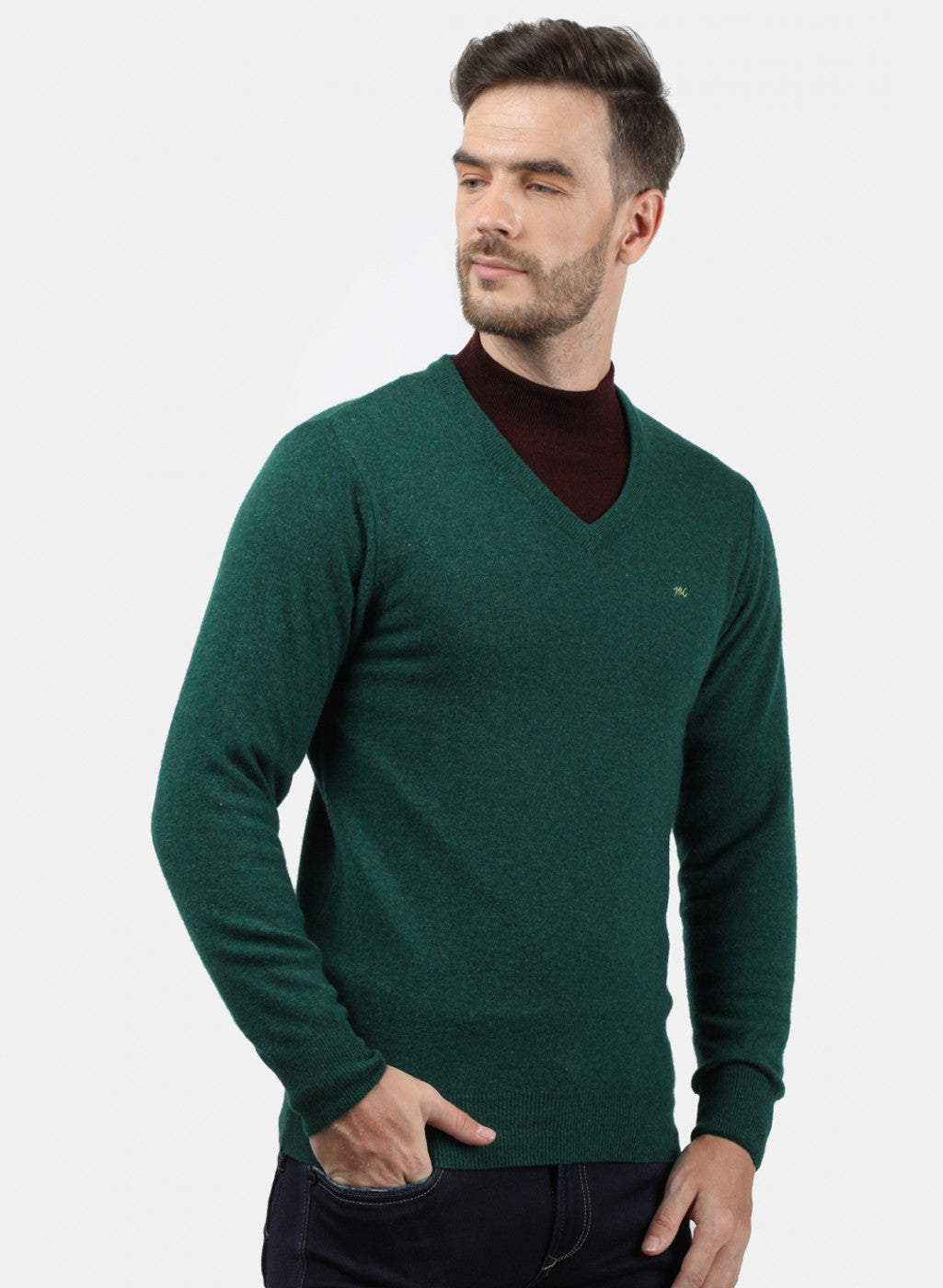 Men Green Solid Pullover