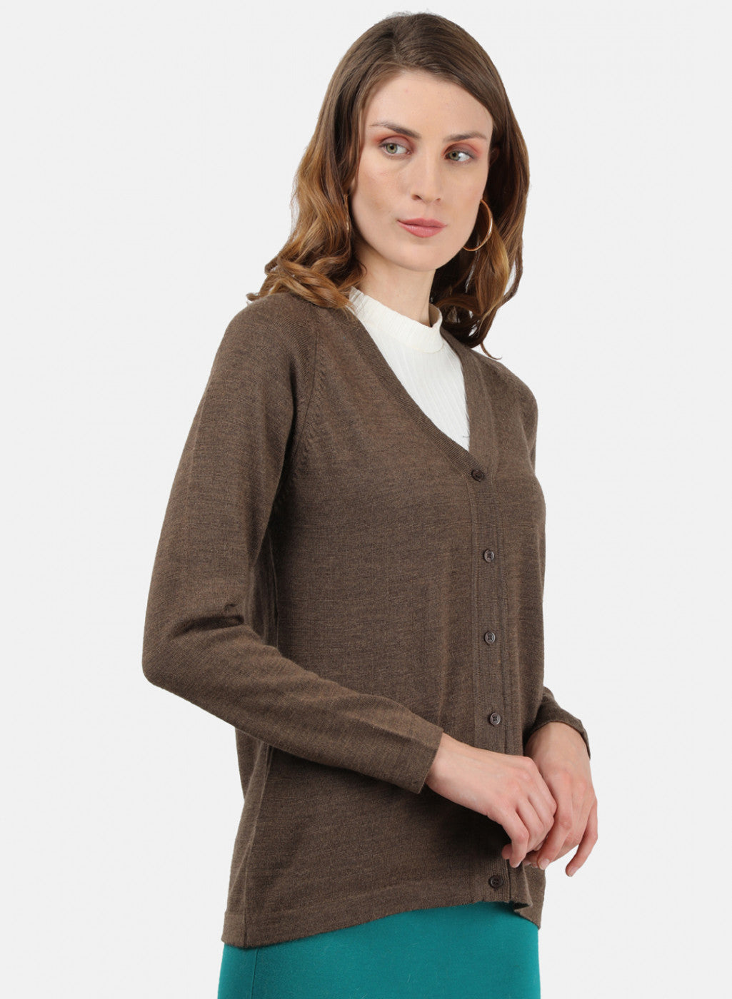 Women Brown Solid Cardigan