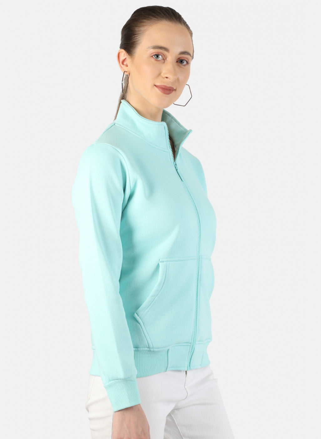 Women Blue Plain Sweatshirt