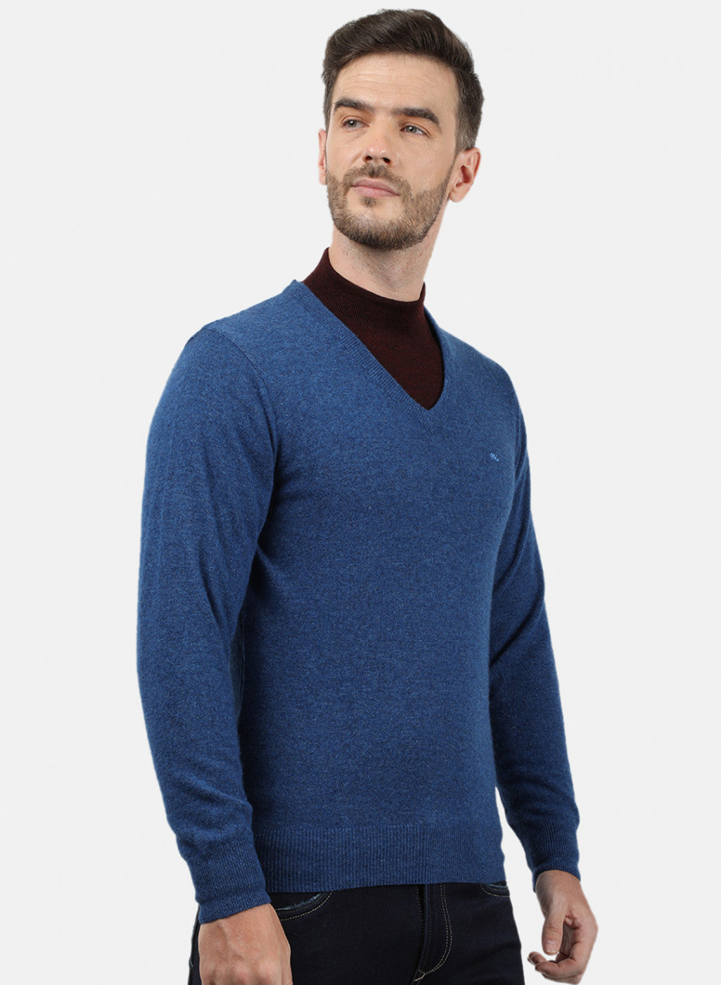 Men Blue Solid Pullover