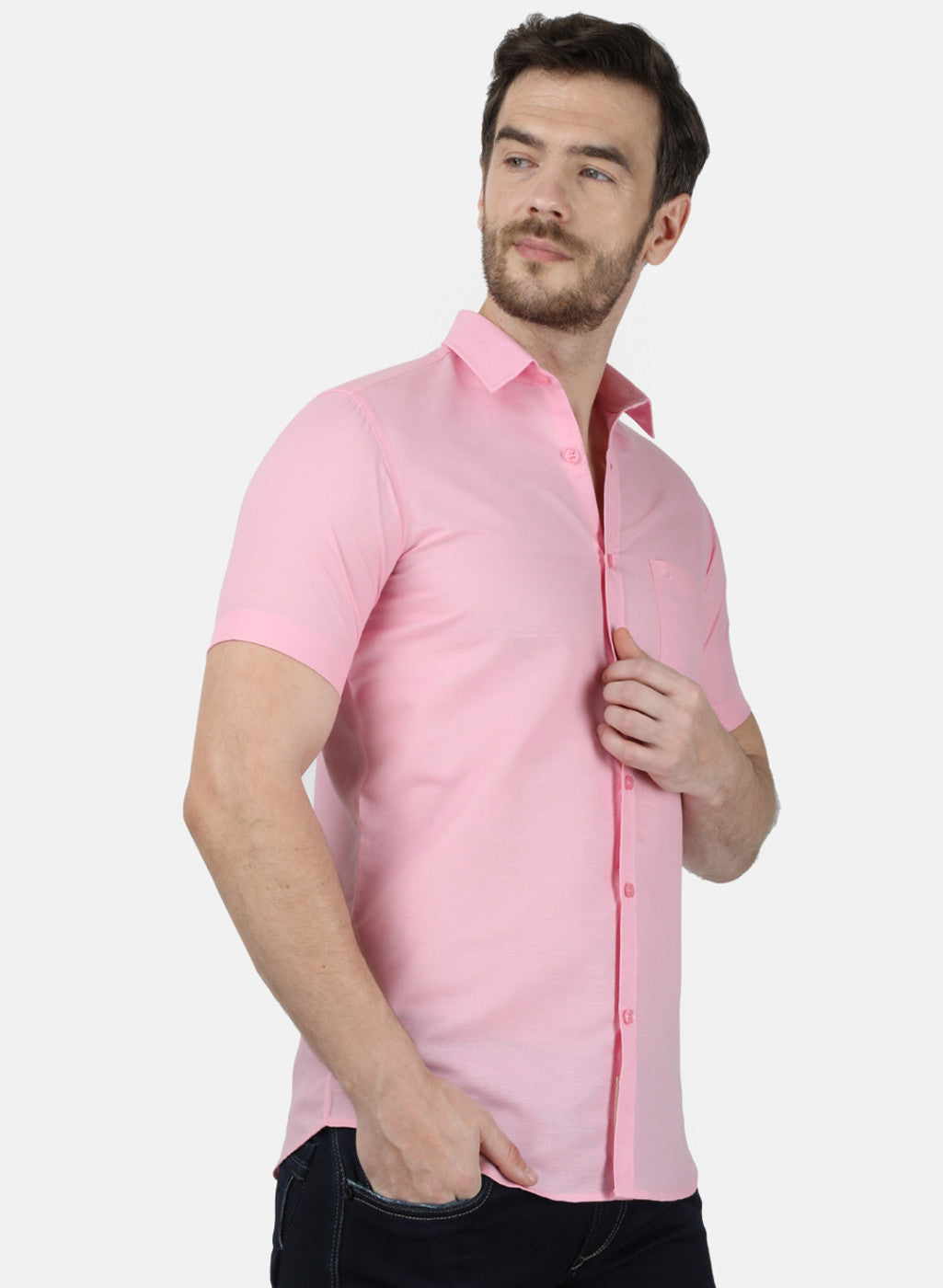 Mens Pink Solid Shirt