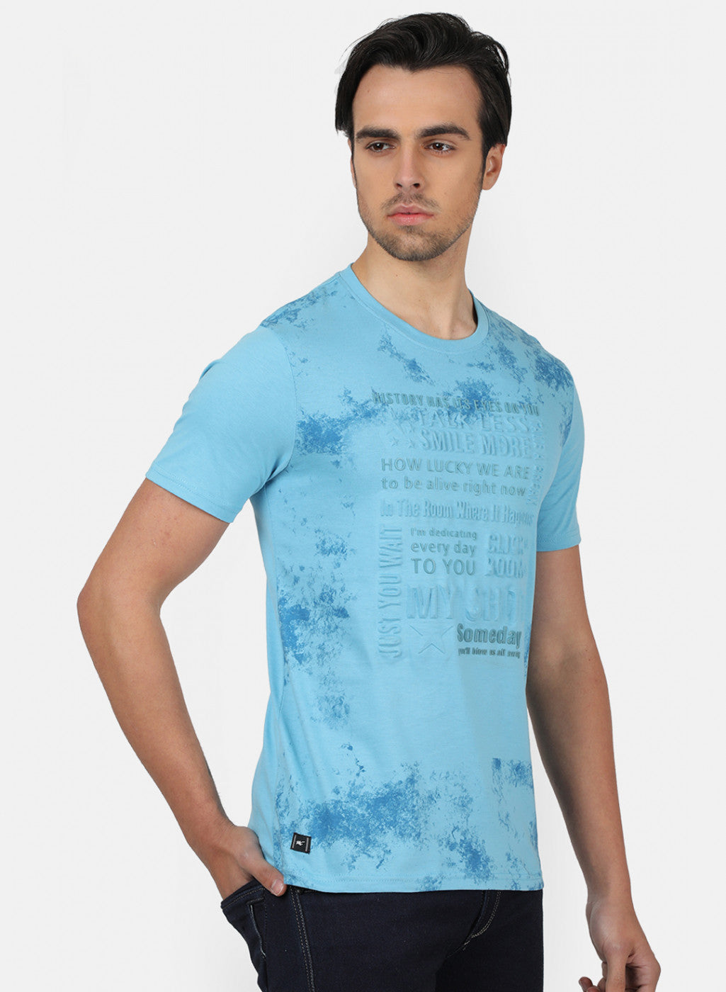 Men Blue Printed T-Shirts