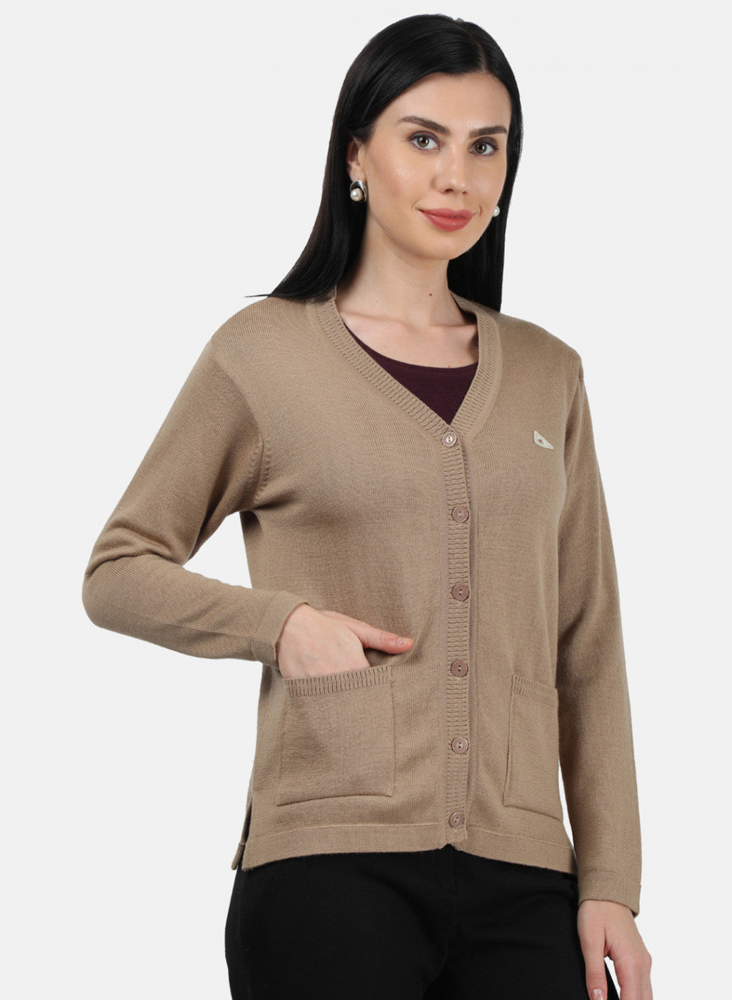 Women Brown Solid Cardigan