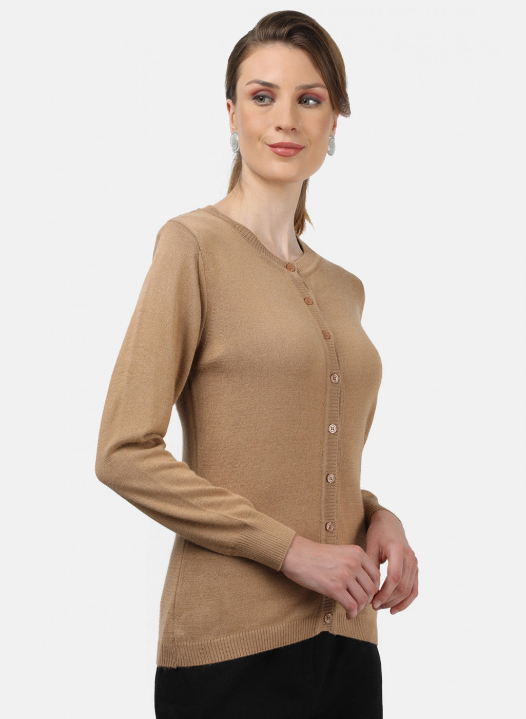 Women Brown Solid Cardigan