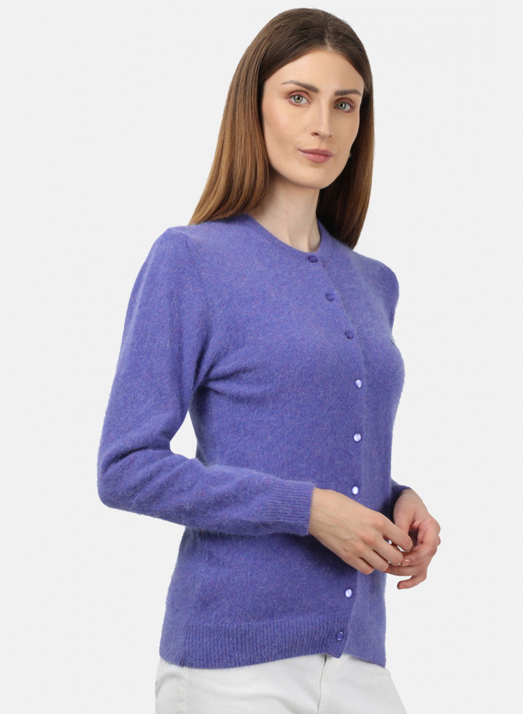 Women Purple Solid Cardigan