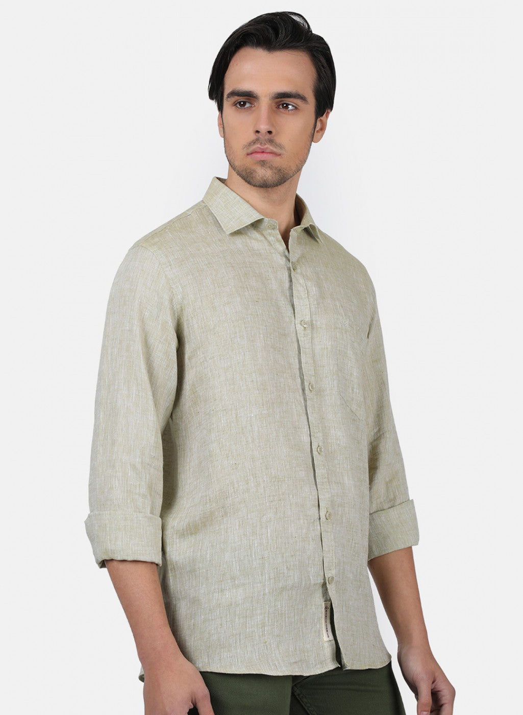 Men Beige Solid Shirts